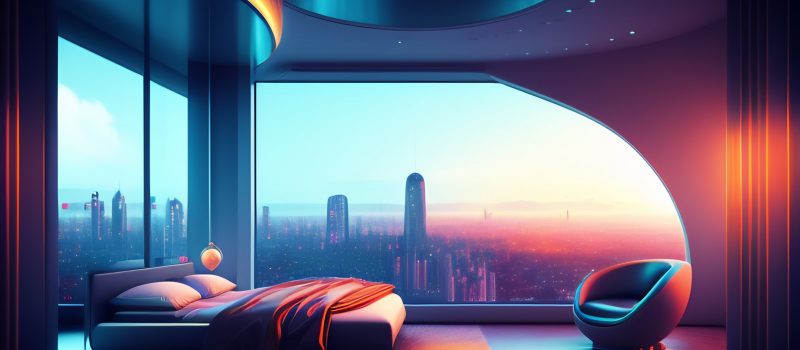 A futuristic bedroom with large curved ceiling (1)